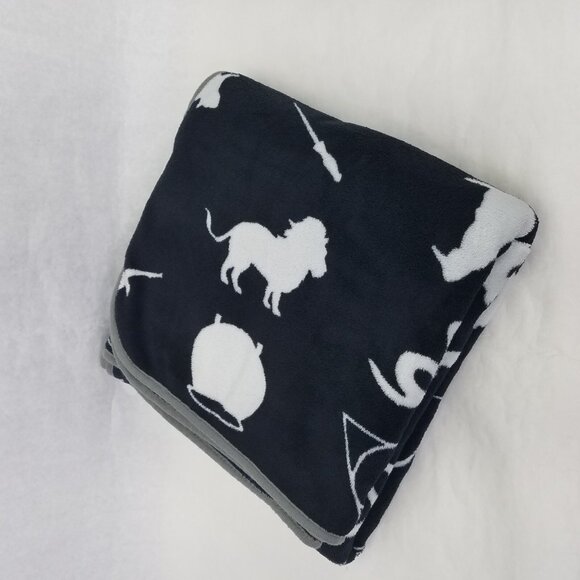 HARRY POTTER Super Soft Plush Blanket Throw 60"x90" Black White Houses Wand Hat - Picture 2 of 12
